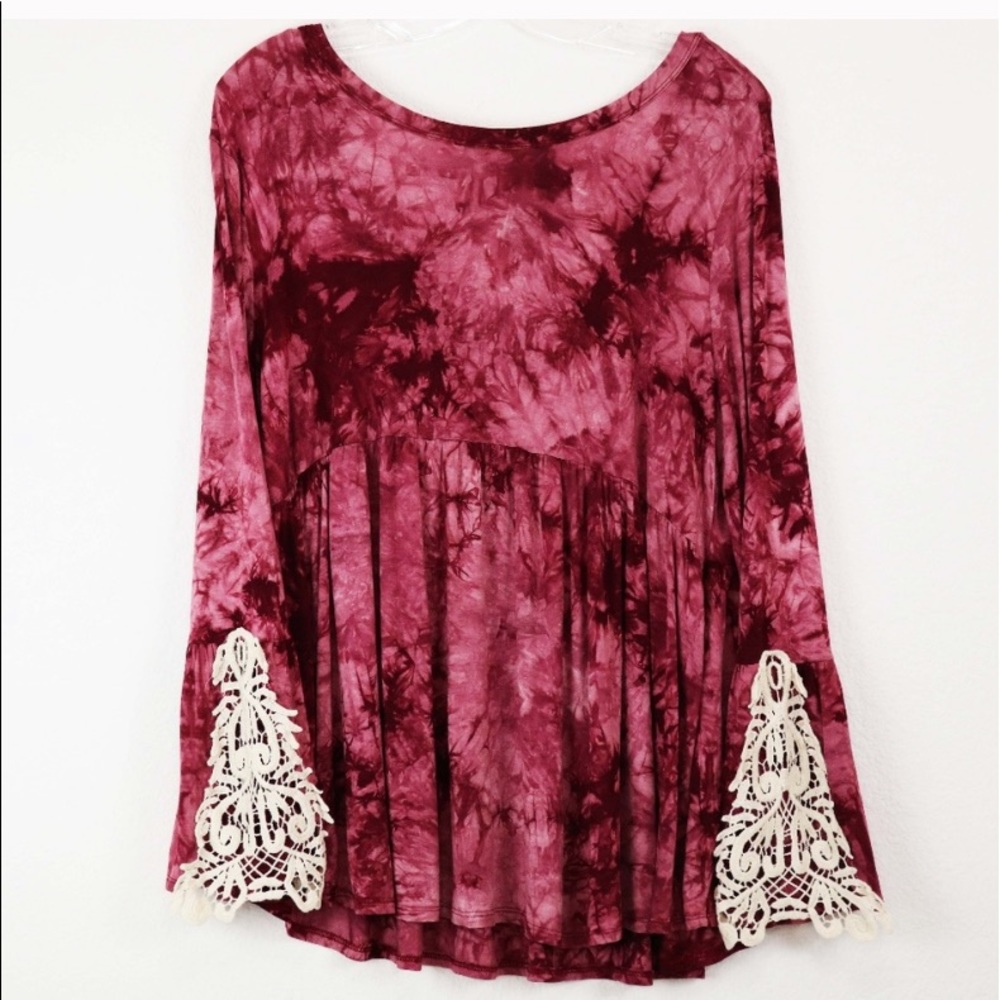 ODDY tie dye gypsy bell sleeved top boho tunic